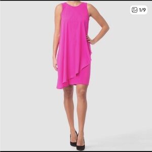 Joseph Ribkoff Elegant Hot Pink Sleeveless Layered Dress Sz 16
